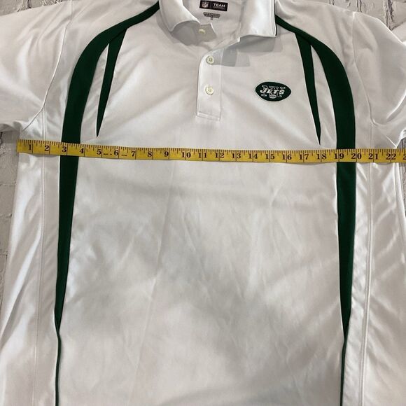 NFL Polo Shirt Men's Size M White Green NY Jets 100% Polyester Team Apparel - Picture 8 of 11
